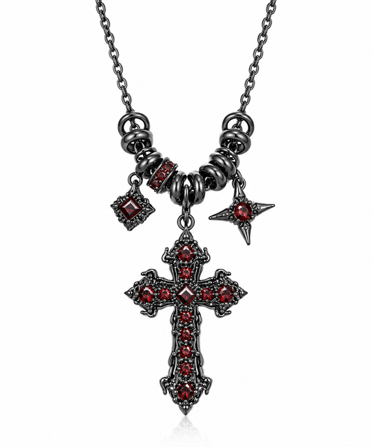 Ruby Red Cross Necklace