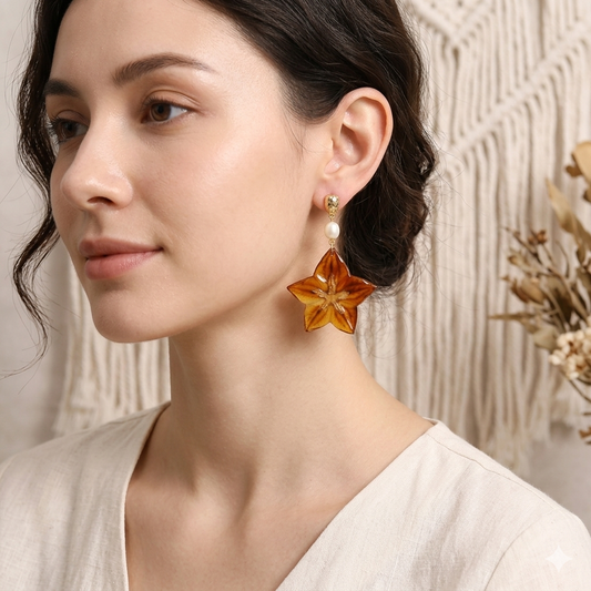 Handmade real star fruit earring