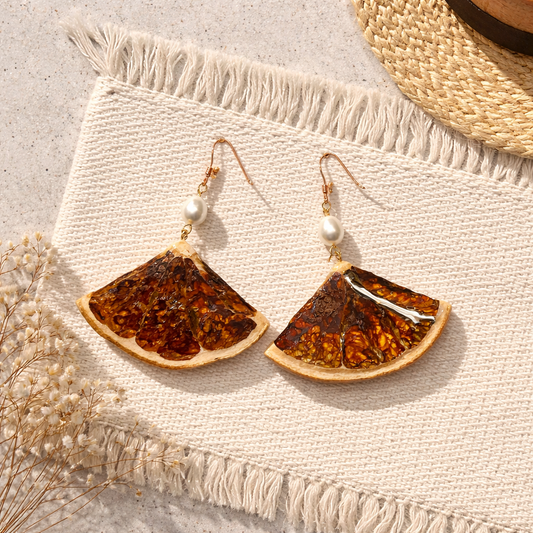 Handmade real grapefruit earring