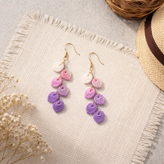 Handmade crochet purple leaves earring