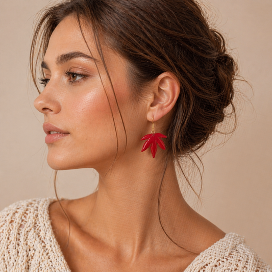 Handmade maple leaf earring