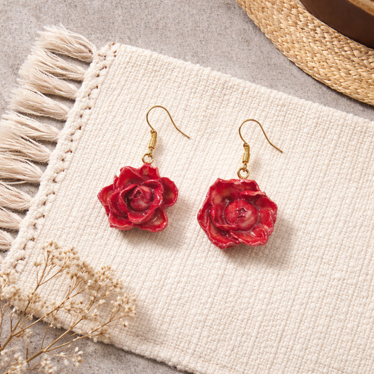 Handmade light pink rose earring