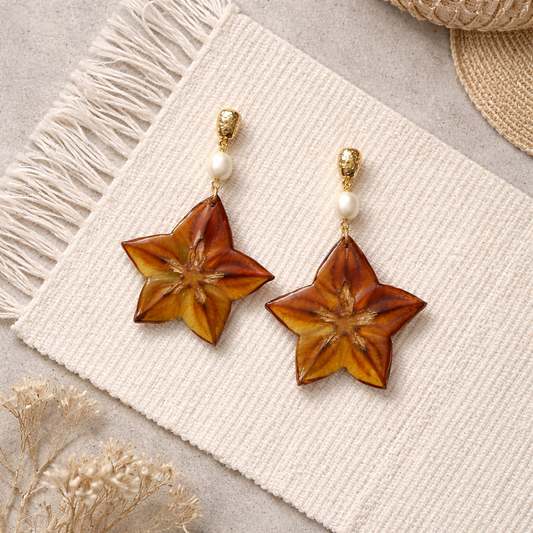 Handmade real star fruit earring