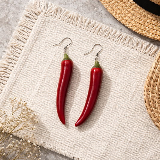 Handmade real chilli earring