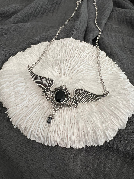 Gothic Jewellery Black wing Necklace