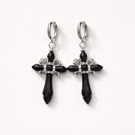 Wooden Cross Earring