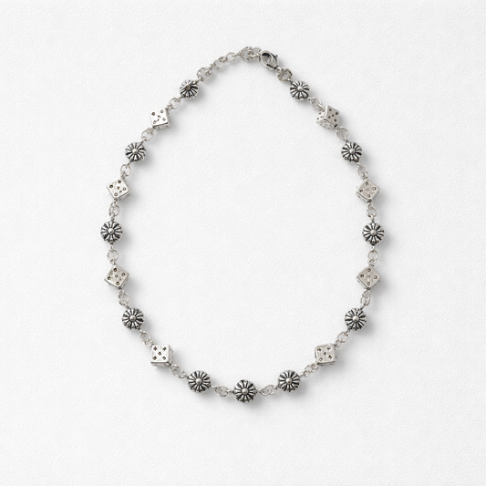 Silver dice necklace