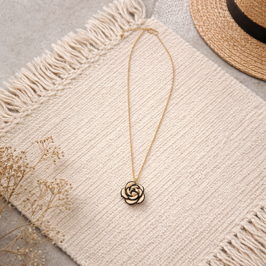 Handmade crochet rose necklace