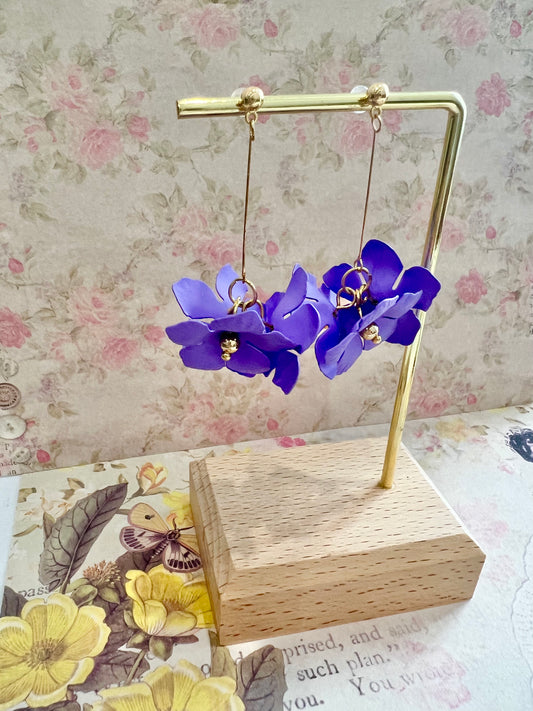Missliu Handcraft Purple flower dangling earring