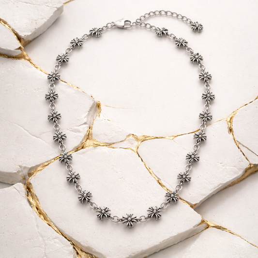 Silver chrome heart necklace