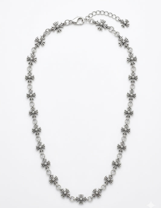 Silver chrome heart necklace