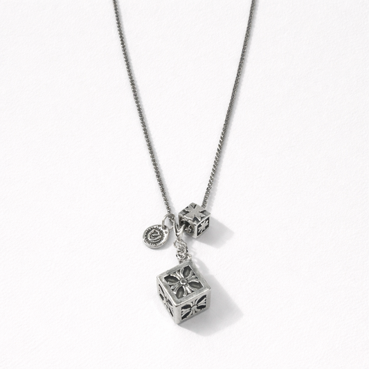 Silver cube necklace