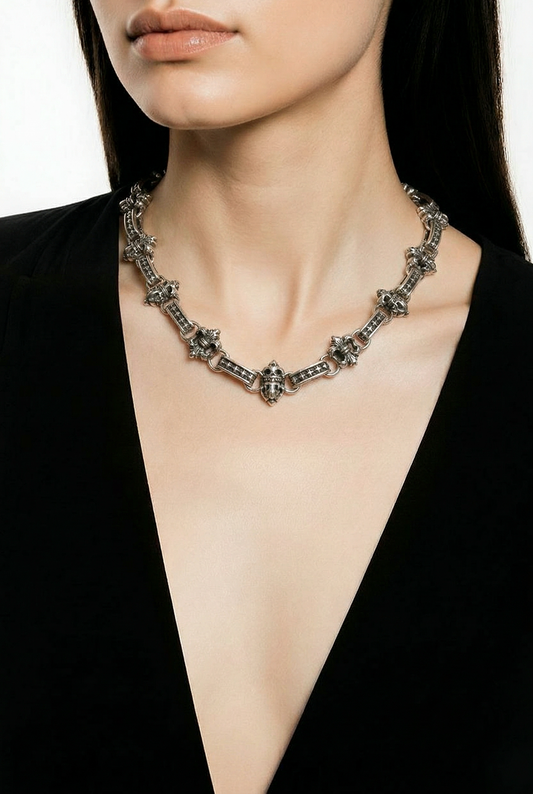 Silver gothic link necklace