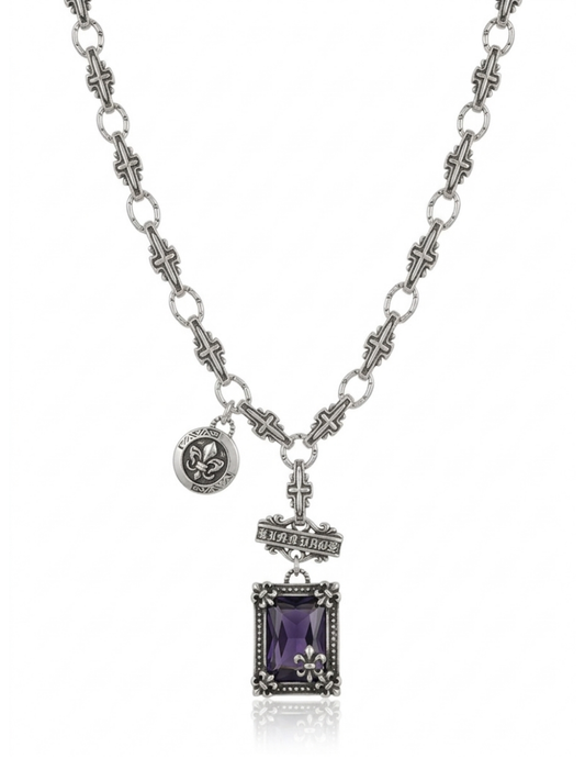 Gothic Jewellery Purple Gem Pendant Necklace