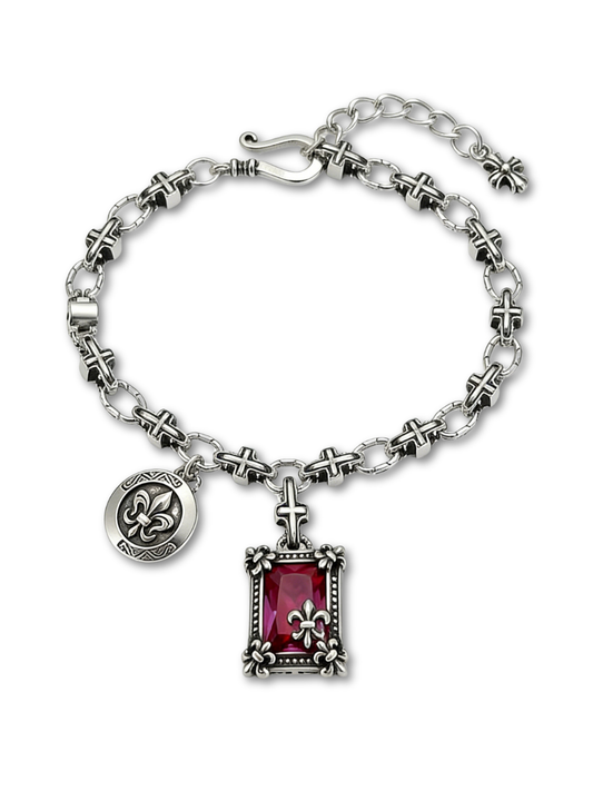 Gothic Jewellery Red Gem Pendant Bracelet