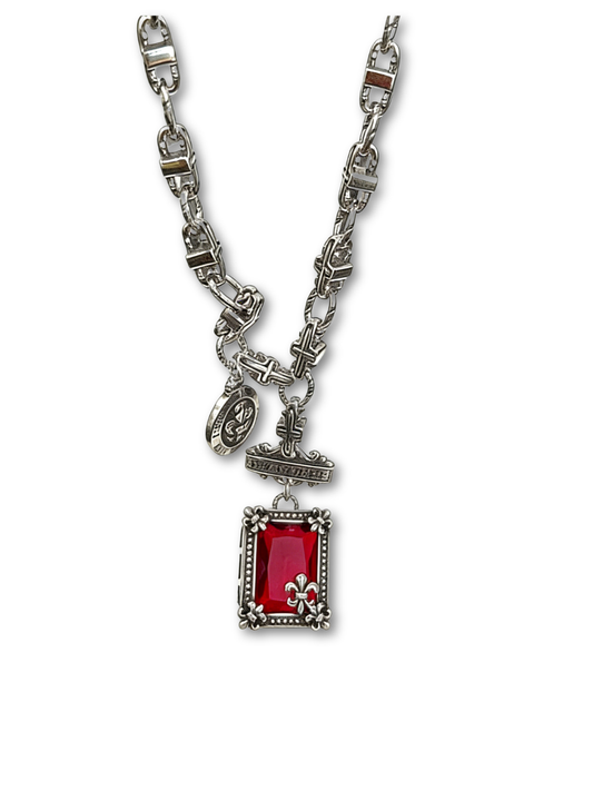 Gothic Jewellery Red Gem Pendant Necklace