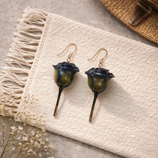 Japanese cobalt rose earring