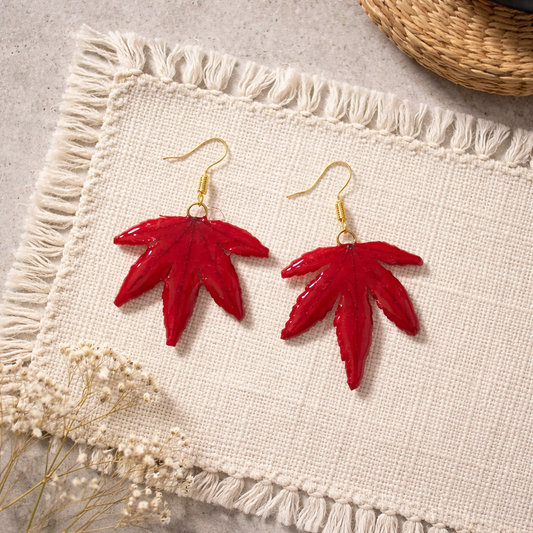 Handmade maple leaf earring