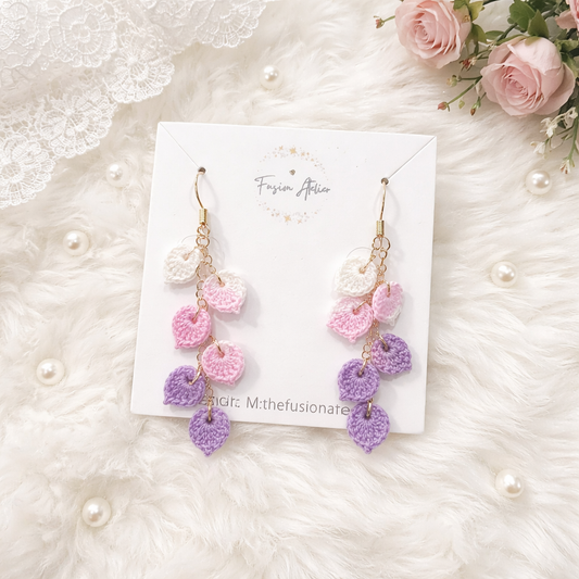 Handmade crochet purple leaves earring