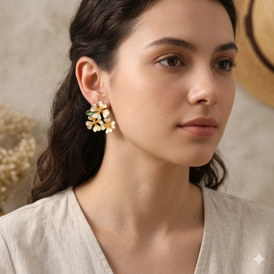 Orange Flower & butterfly earring