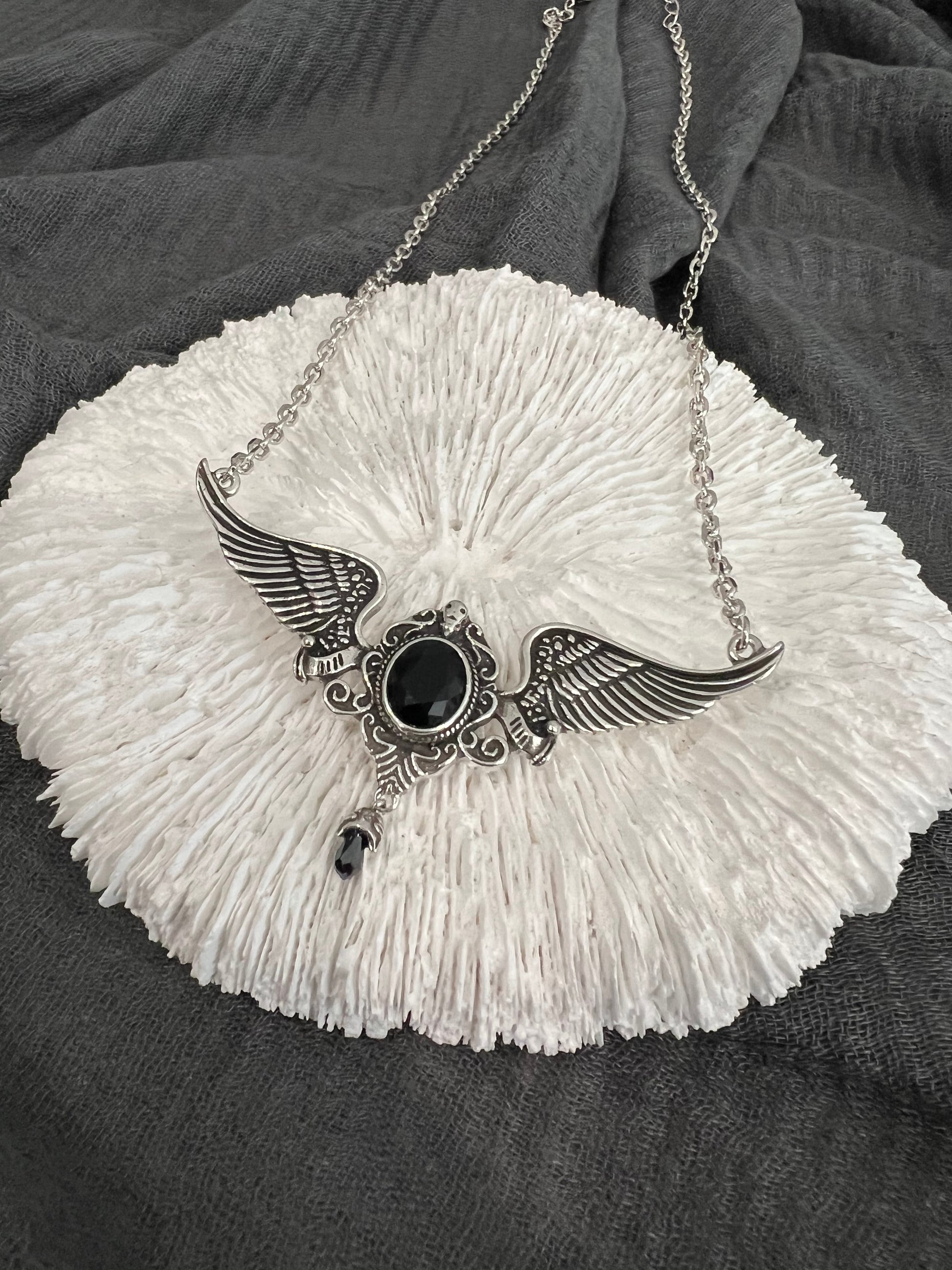 Gothic Jewellery Black wing Necklace