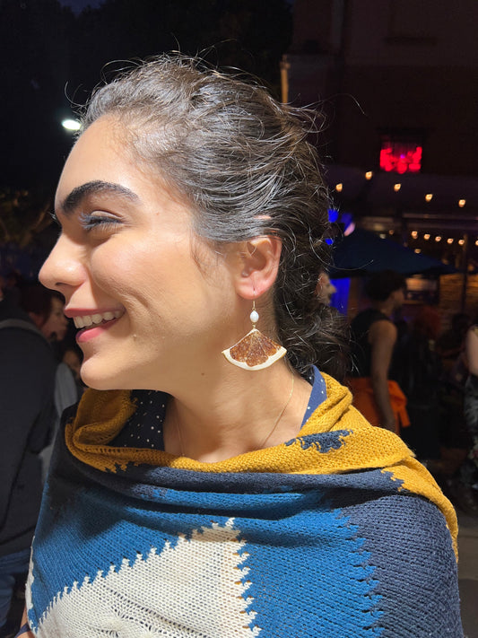 Handmade real grapefruit earring
