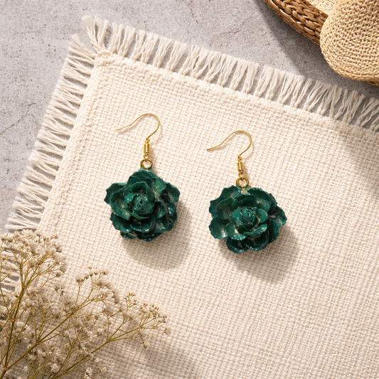 Handmade blue rose earring