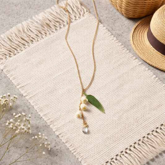 Handmade crochet Lily of the valley necklace