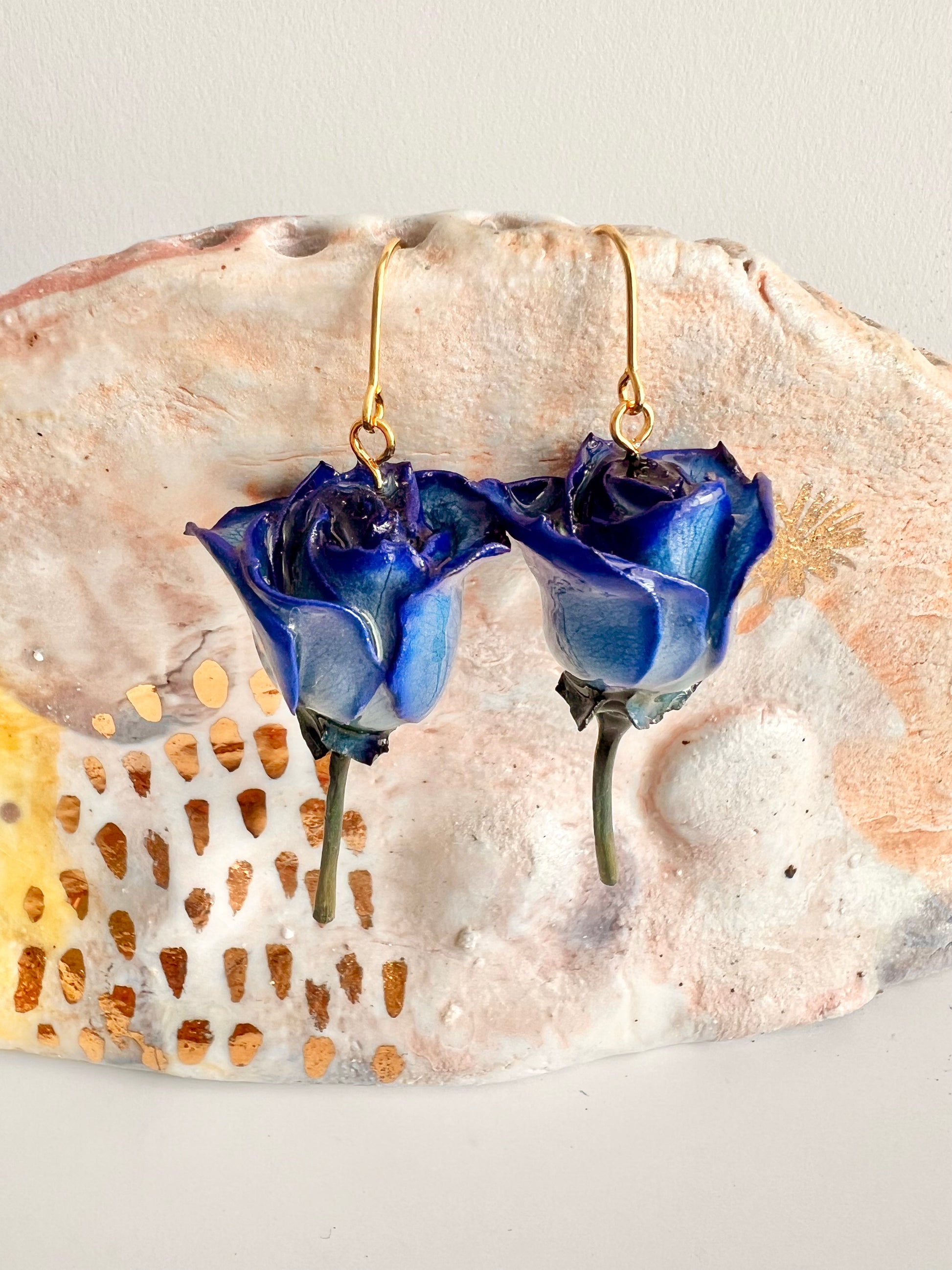 Missliu Handcraft Japanese blue rose earring