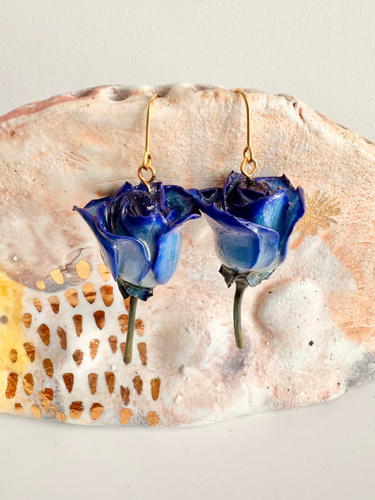 Missliu Handcraft Japanese blue rose earring