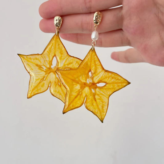 Missliu Handcraft Handmade real star fruit earring
