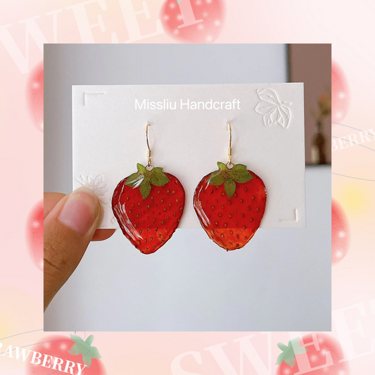 Missliu Handcraft Handmade real strawberry skin earring