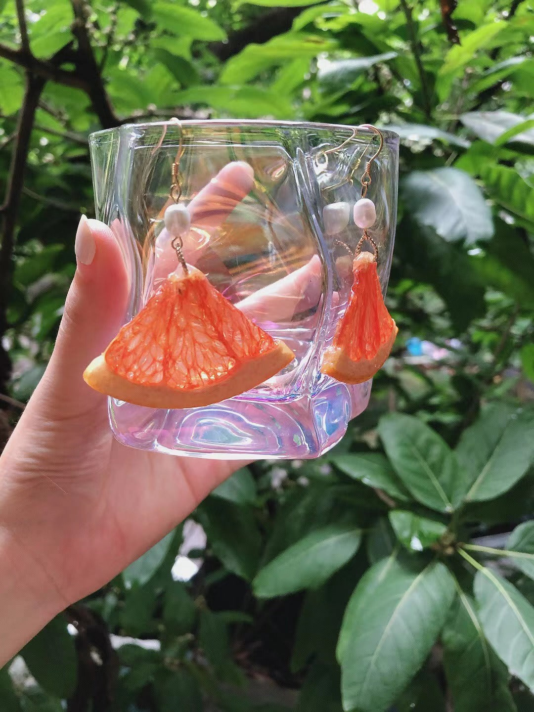 Missliu Handcraft Handmade real grapefruit earring
