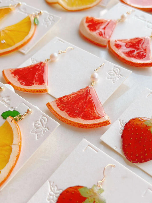 Missliu Handcraft Handmade real grapefruit earring