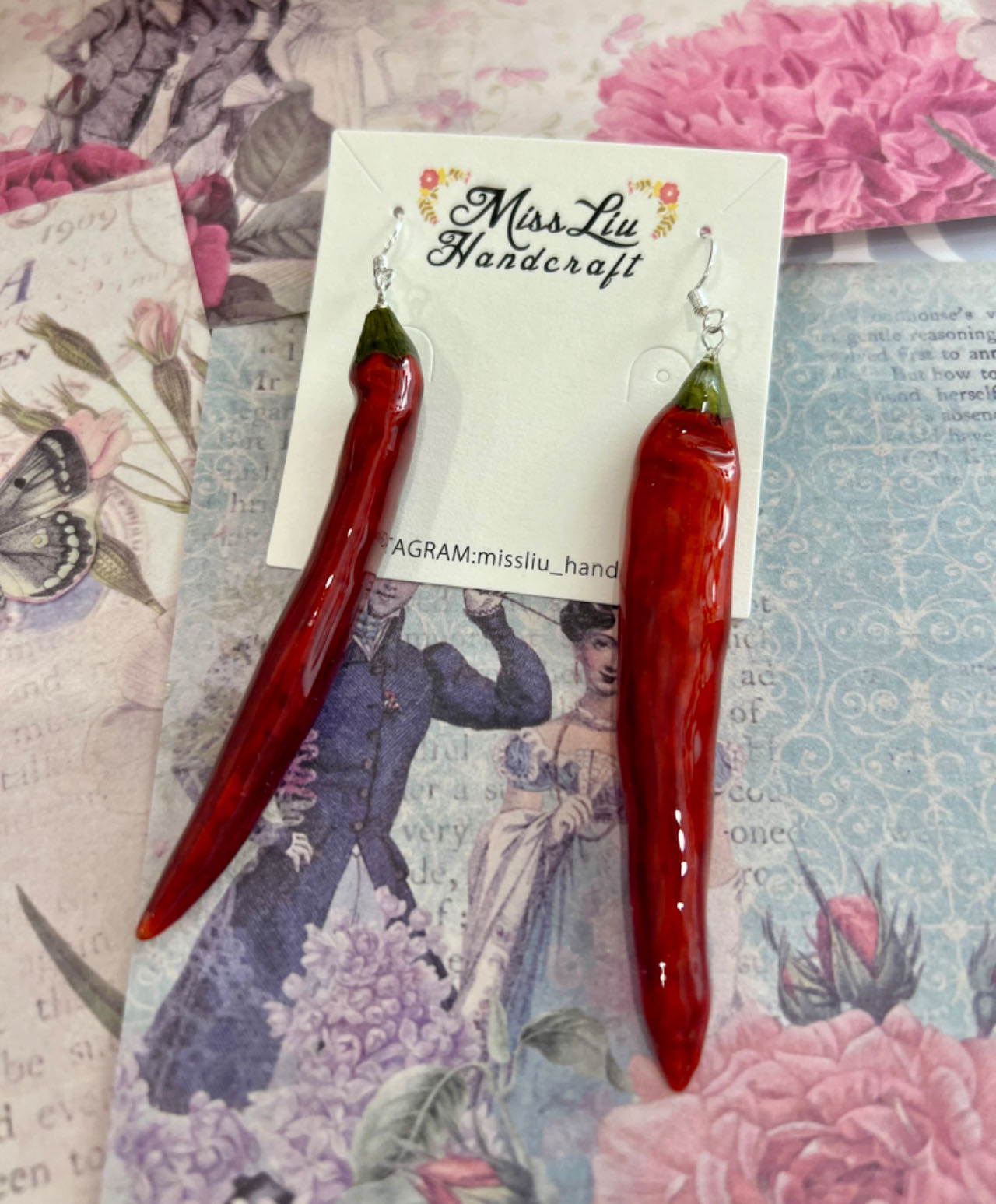 Missliu Handcraft Handmade real chilli earring