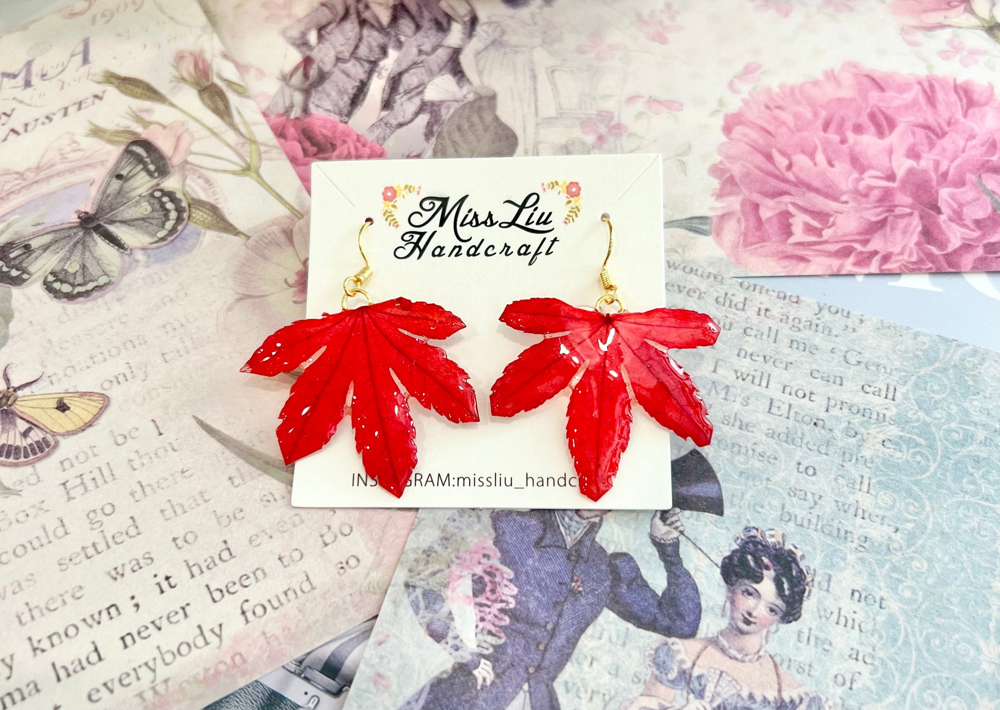 Missliu Handcraft Handmade maple leaf earring