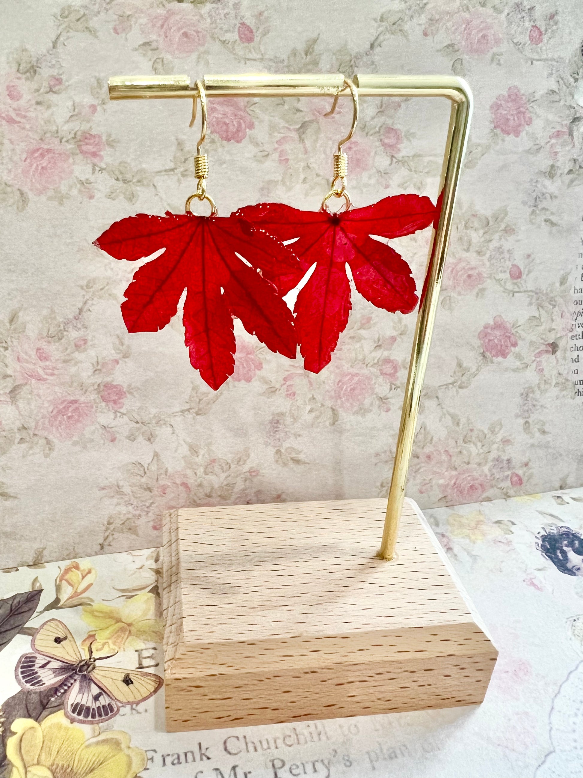 Missliu Handcraft Handmade maple leaf earring