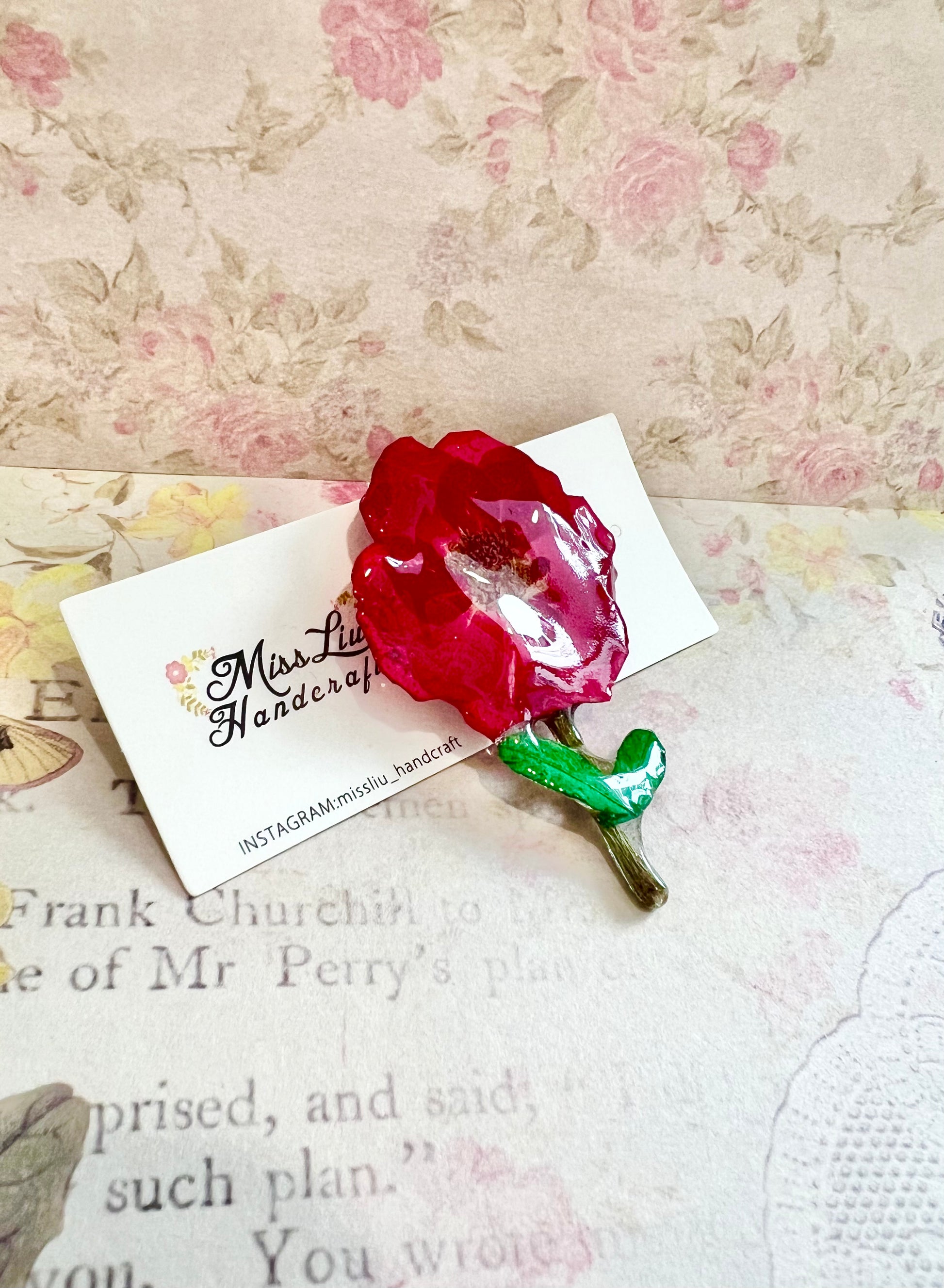 Missliu Handcraft Handmade poppy flower brooch