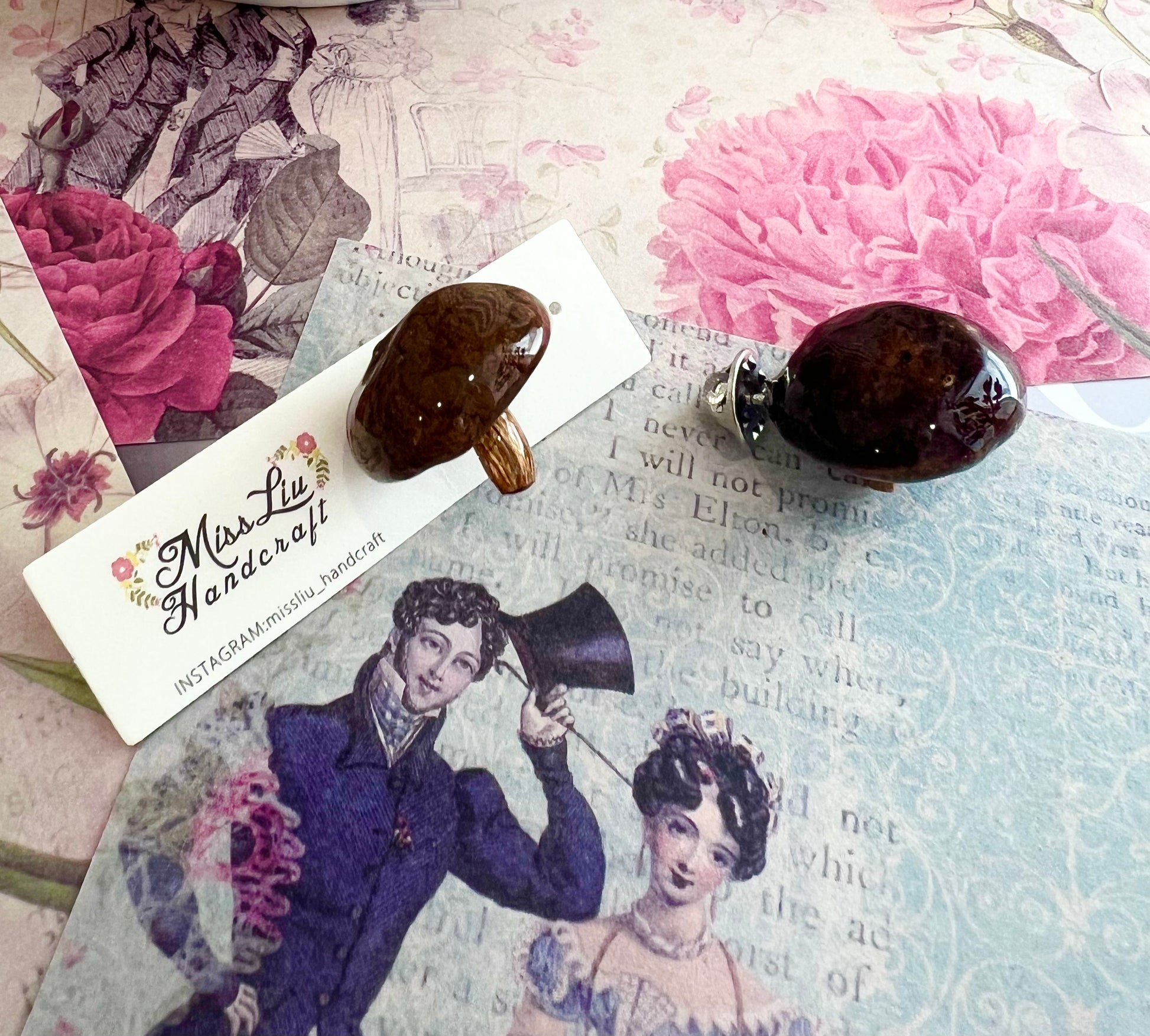 Missliu Handcraft Handmade real mushroom brooch