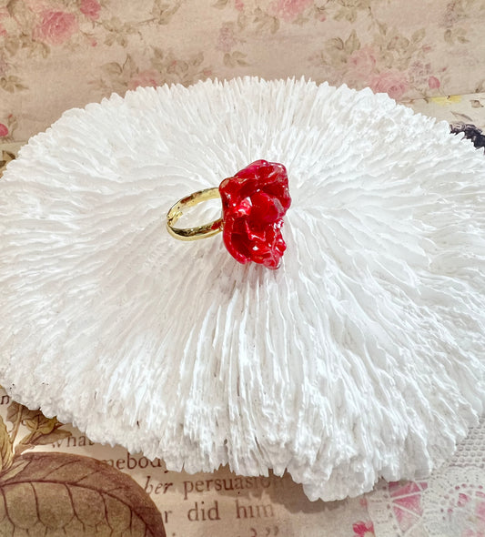 Missliu Handcraft Handmade red rose ring