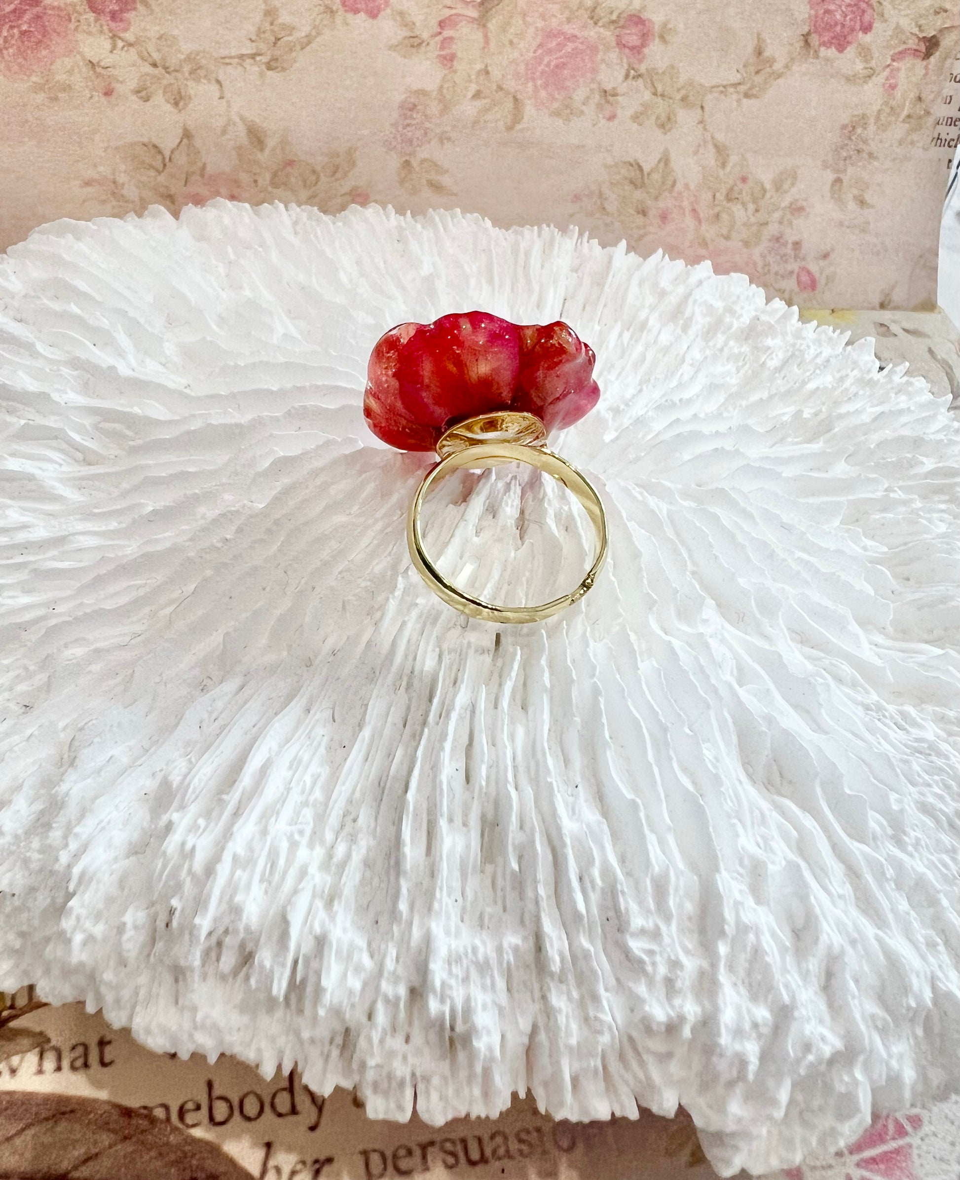 Missliu Handcraft Handmade red rose ring