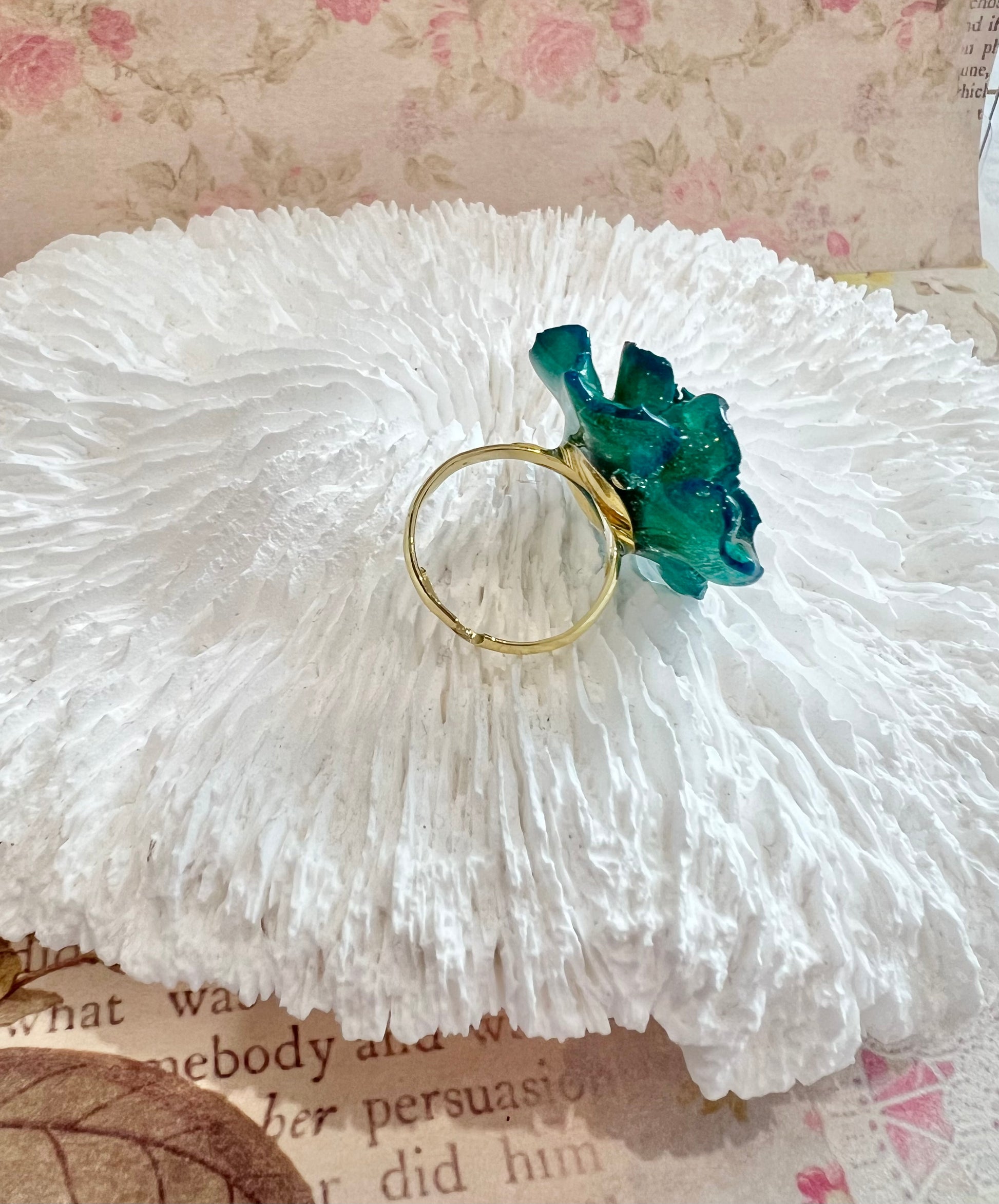 Missliu Handcraft Handmade blue rose ring