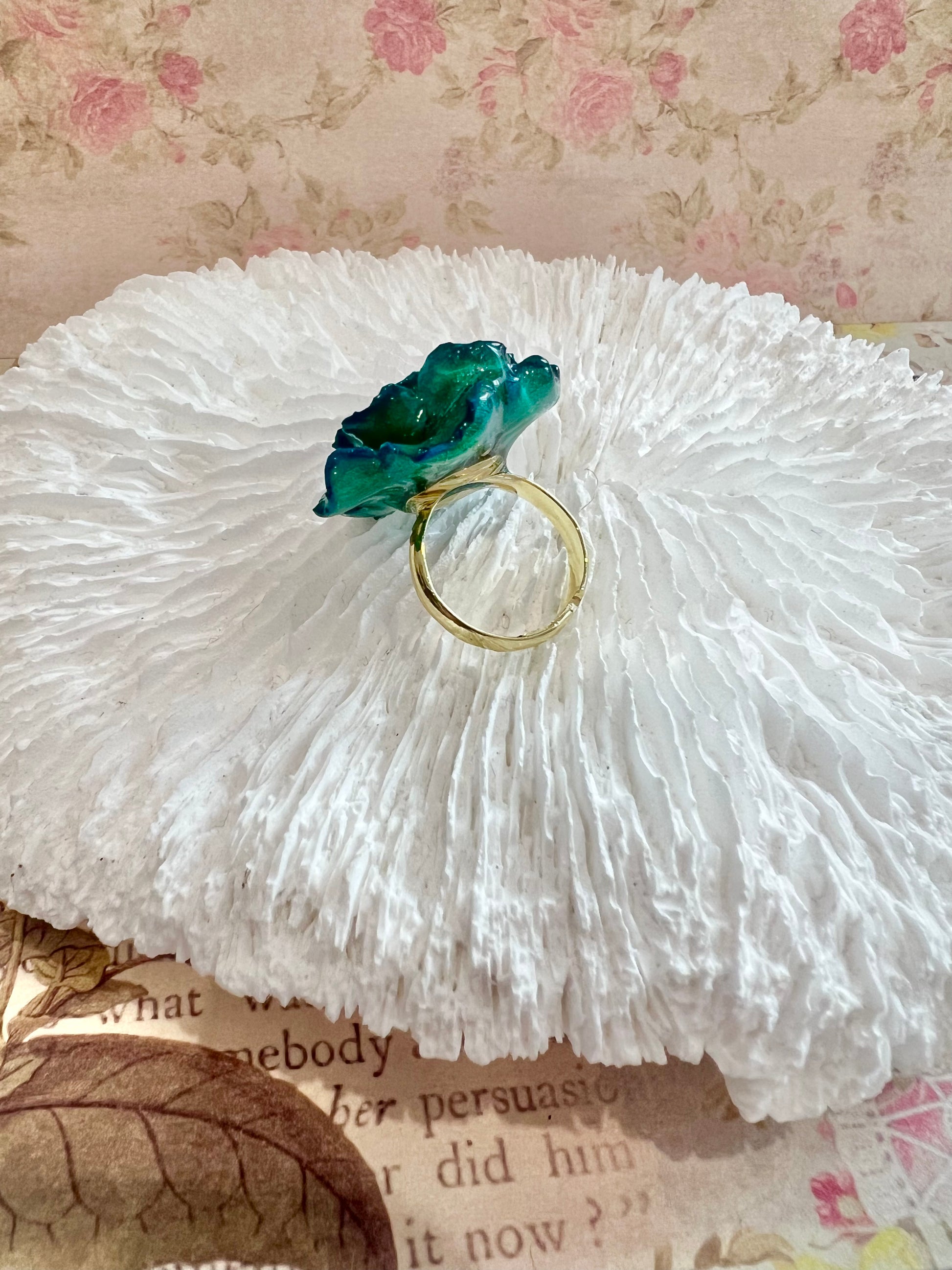 Missliu Handcraft Handmade blue rose ring