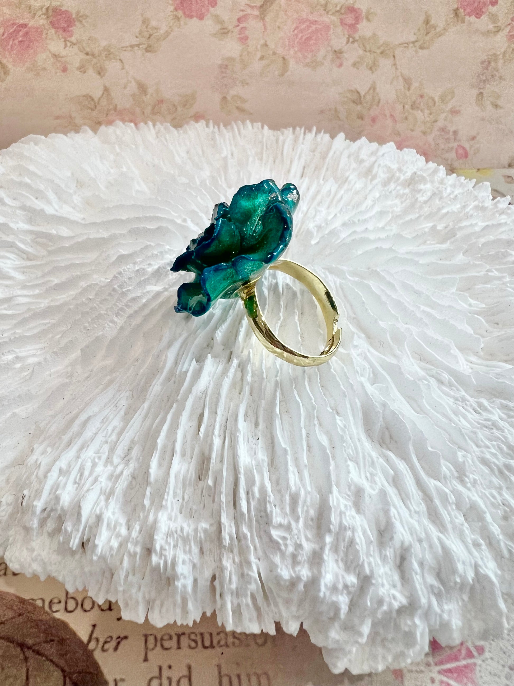 Missliu Handcraft Handmade blue rose ring