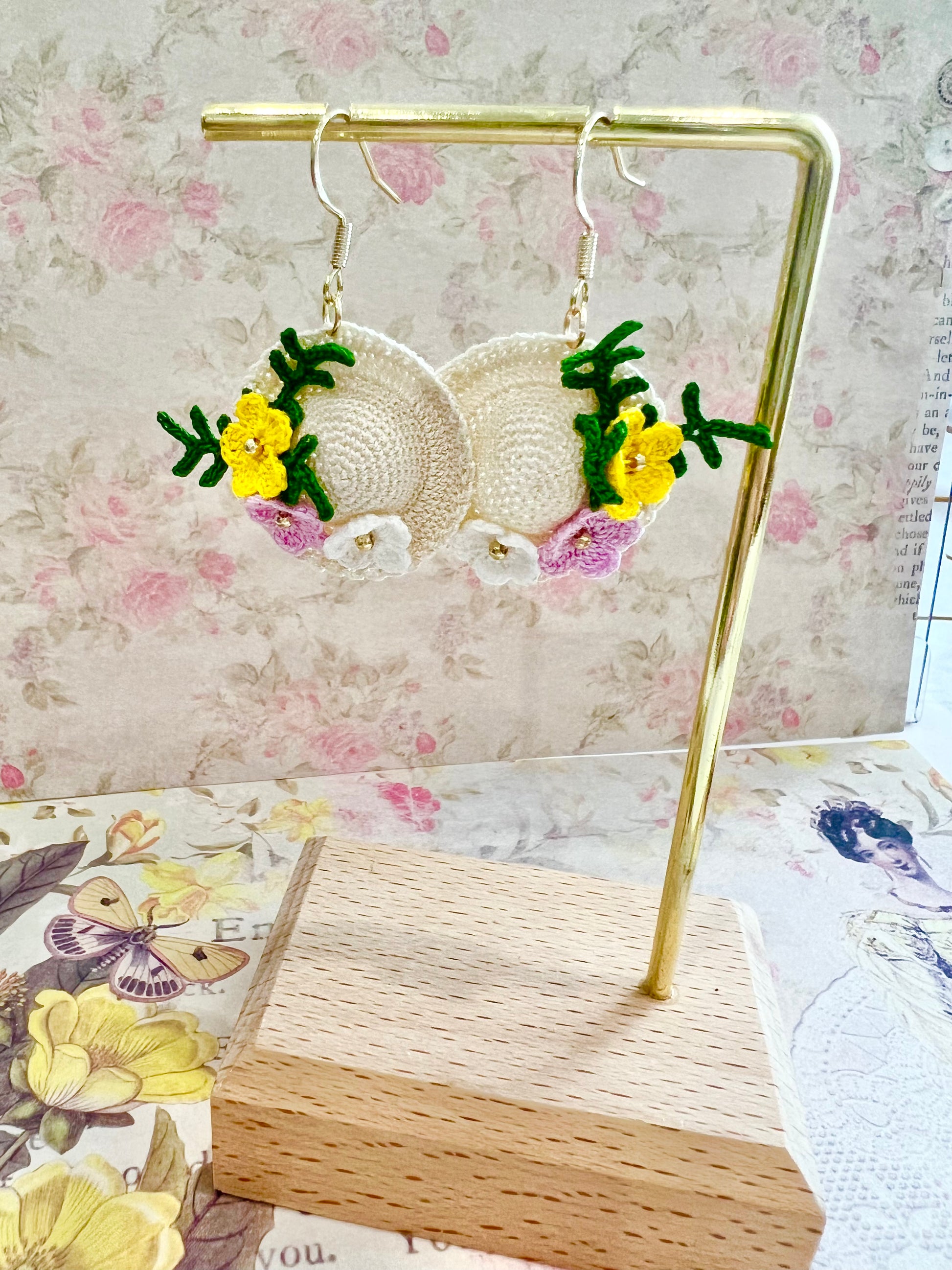 Missliu Handcraft Handmade crochet little hat earring