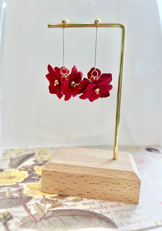 Missliu Handcraft Red flower dangling earring