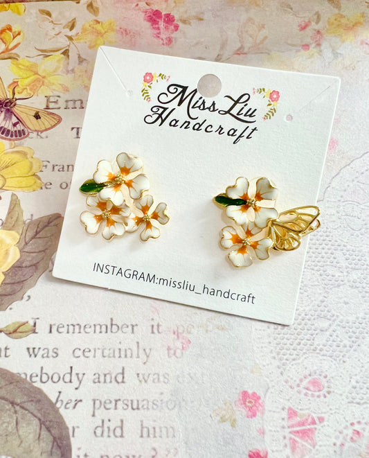 Missliu Handcraft Orange Flower & butterfly earring
