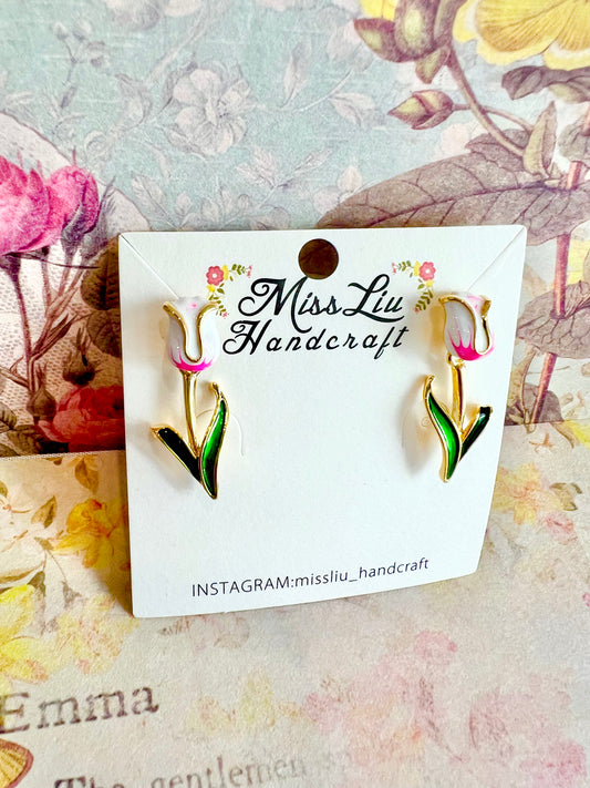 Missliu Handcraft White tulip earring