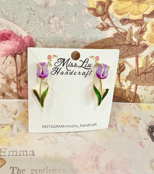 Missliu Handcraft Purple tulip earring