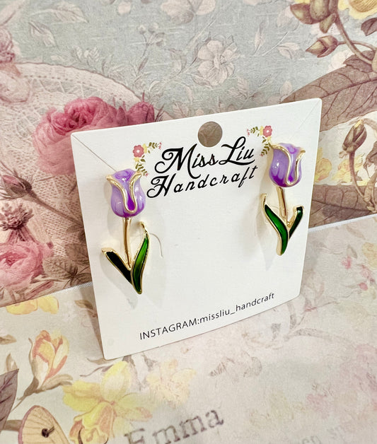 Missliu Handcraft Purple tulip earring